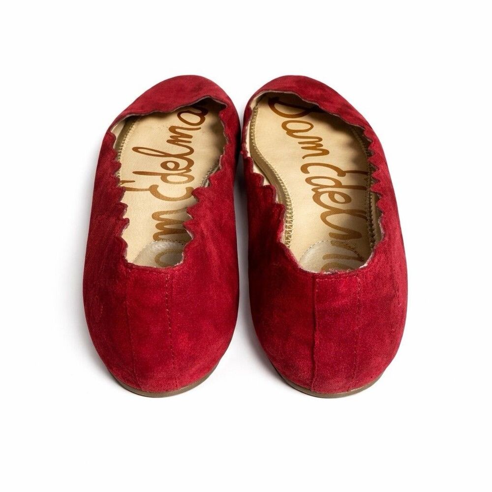 Sam Edelman Francis Ballet Flats Womens 9.5 Burgundy Suede Scalloped - Picture 7 of 9